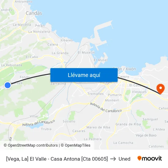 [Vega, La]  El Valle - Casa Antona [Cta 00605] to Uned map