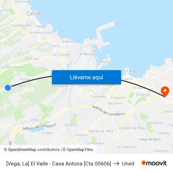 [Vega, La]  El Valle - Casa Antona [Cta 00606] to Uned map