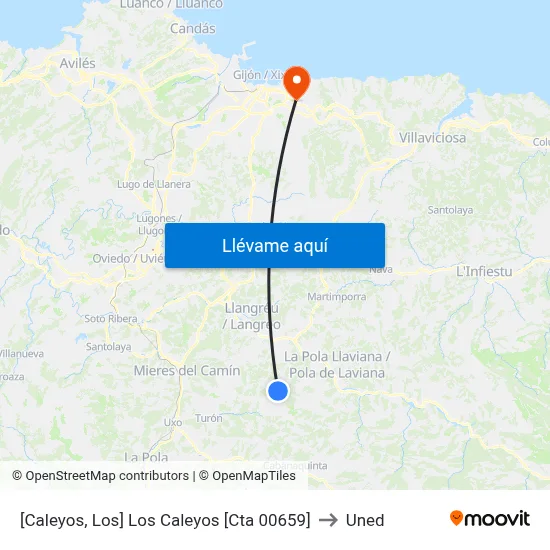 [Caleyos, Los]  Los Caleyos [Cta 00659] to Uned map