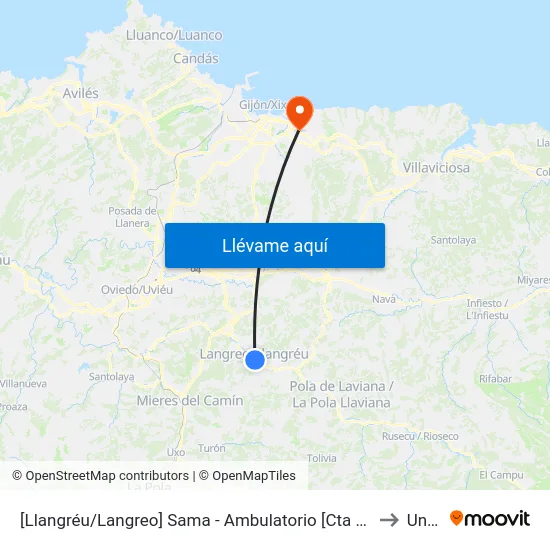 [Llangréu/Langreo]  Sama - Ambulatorio [Cta 00757] to Uned map