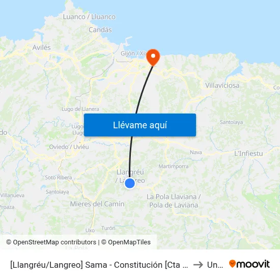 [Llangréu/Langreo]  Sama - Constitución [Cta 00758] to Uned map
