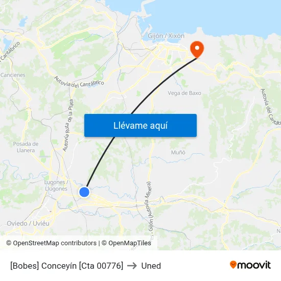 [Bobes]  Conceyín [Cta 00776] to Uned map