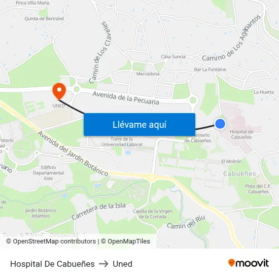 Hospital De Cabueñes to Uned map