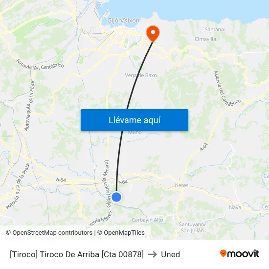 [Tiroco]  Tiroco De Arriba [Cta 00878] to Uned map