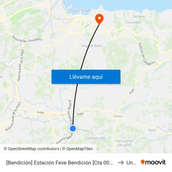 [Bendición]  Estación Feve Bendición [Cta 00879] to Uned map