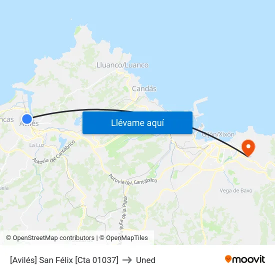 [Avilés]  San Félix [Cta 01037] to Uned map