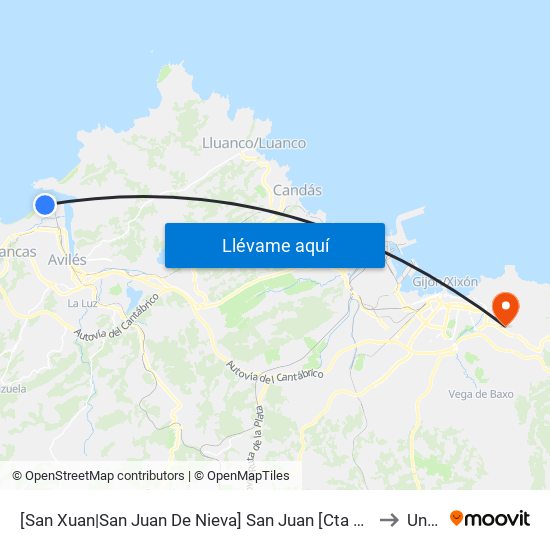 [San Xuan|San Juan De Nieva]  San Juan [Cta 01059] to Uned map