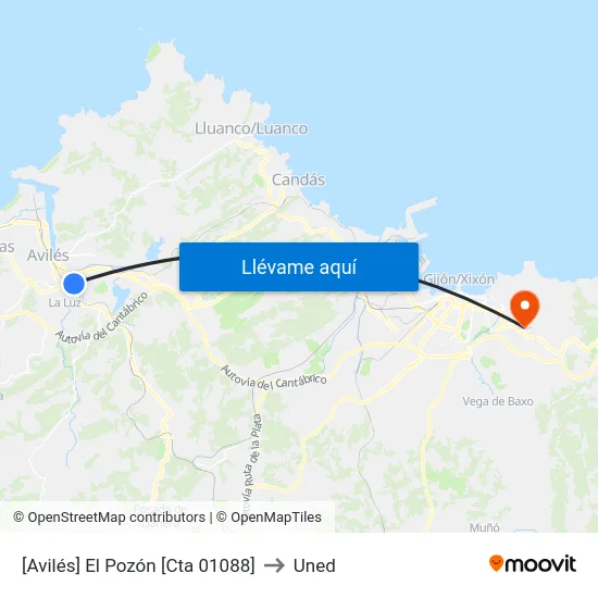 [Avilés]  El Pozón [Cta 01088] to Uned map