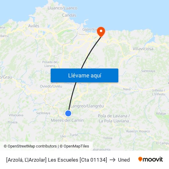 [Arzolá, L'|Arzolar]  Les Escueles [Cta 01134] to Uned map