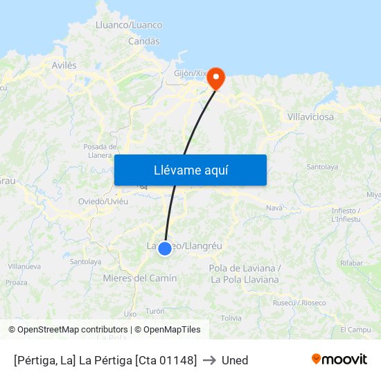 [Pértiga, La]  La Pértiga [Cta 01148] to Uned map