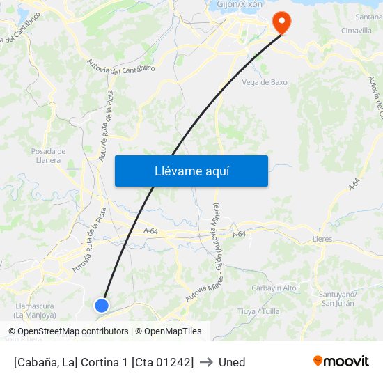 [Cabaña, La]  Cortina 1 [Cta 01242] to Uned map