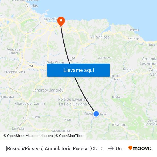 [Rusecu/Rioseco]  Ambulatorio Rusecu [Cta 01285] to Uned map