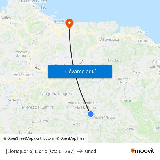 [Llorío|Lorío]  Llorío [Cta 01287] to Uned map