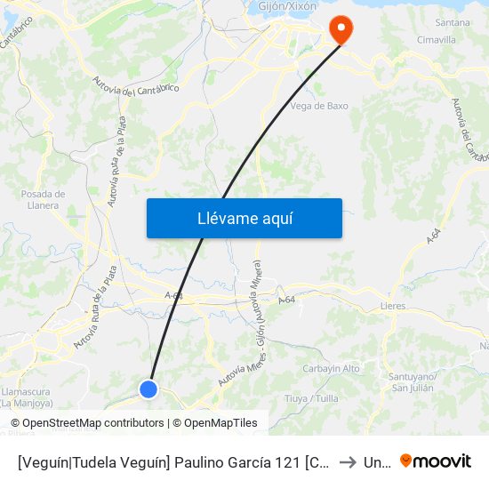 [Veguín|Tudela Veguín]  Paulino García 121 [Cta 01302] to Uned map
