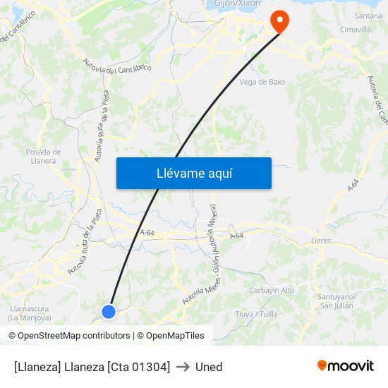 [Llaneza]  Llaneza [Cta 01304] to Uned map