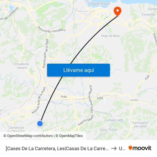 [Cases De La Carretera, Les|Casas De La Carretera]  Bendones 1 [Cta 01309] to Uned map