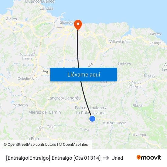 [Entrialgo|Entralgo]  Entrialgo [Cta 01314] to Uned map