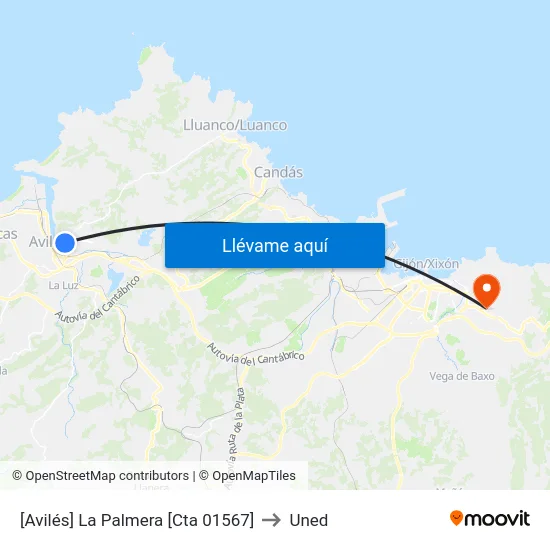 [Avilés]  La Palmera [Cta 01567] to Uned map