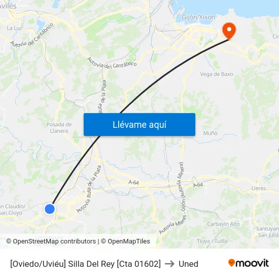 [Oviedo/Uviéu]  Silla Del Rey [Cta 01602] to Uned map