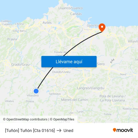 [Tuñón]  Tuñón [Cta 01616] to Uned map