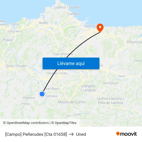 [Campo]  Peñerudes [Cta 01658] to Uned map