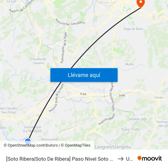 [Soto Ribera|Soto De Ribera]  Paso Nivel Soto Ribera [Cta 01682] to Uned map