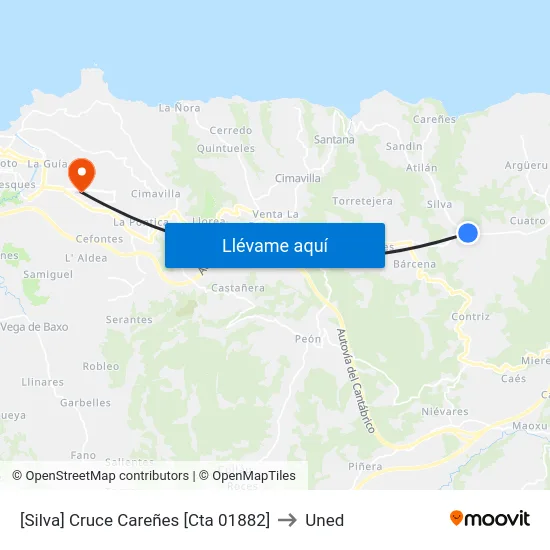 [Silva]  Cruce Careñes [Cta 01882] to Uned map
