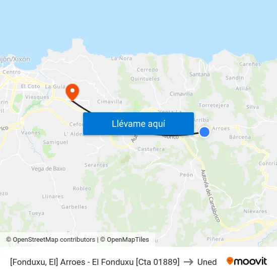 [Fonduxu, El]  Arroes - El Fonduxu [Cta 01889] to Uned map