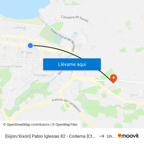 [Gijón/Xixón]  Pablo Iglesias 82 - Codema [Cta 01903] to Uned map
