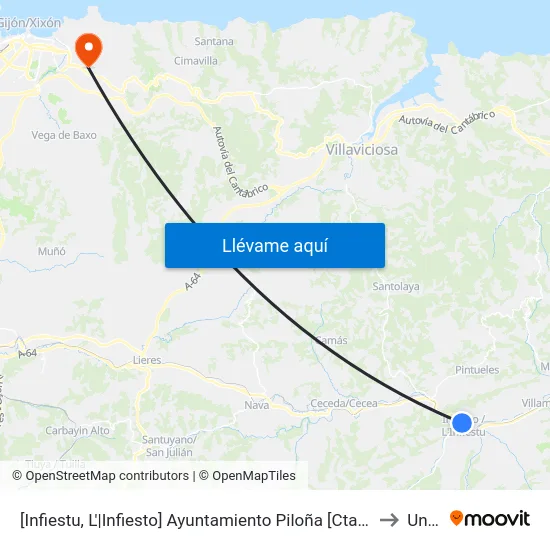 [Infiestu, L'|Infiesto]  Ayuntamiento Piloña [Cta 01934] to Uned map
