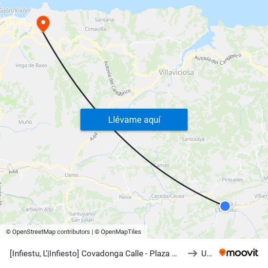 [Infiestu, L'|Infiesto]  Covadonga Calle - Plaza Mayor [Cta 01935] to Uned map