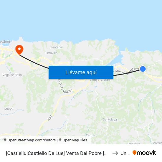 [Castiellu|Castiello De Lue]  Venta Del Pobre [Cta 01957] to Uned map