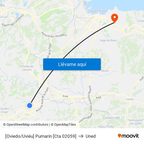 [Oviedo/Uviéu]  Pumarín [Cta 02059] to Uned map