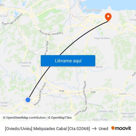 [Oviedo/Uviéu]  Melquiades Cabal [Cta 02068] to Uned map