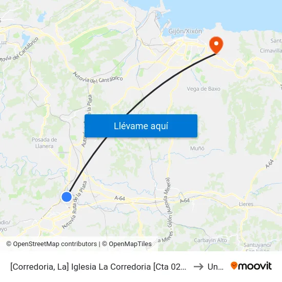 [Corredoria, La]  Iglesia La Corredoria [Cta 02073] to Uned map