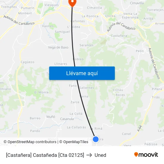 [Castañera]  Castañeda [Cta 02125] to Uned map
