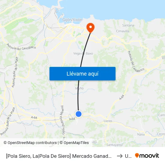 [Pola Siero, La|Pola De Siero]  Mercado Ganado - Venta La Uña [Cta 02140] to Uned map
