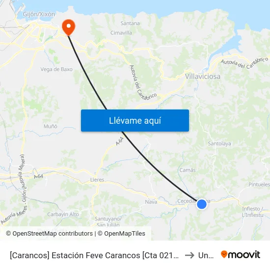 [Carancos]  Estación Feve Carancos [Cta 02160] to Uned map