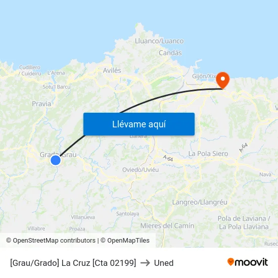 [Grau/Grado]  La Cruz [Cta 02199] to Uned map