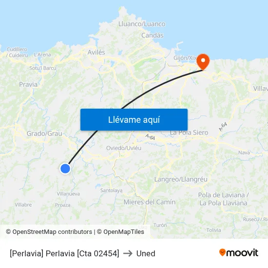 [Perlavia]  Perlavia [Cta 02454] to Uned map