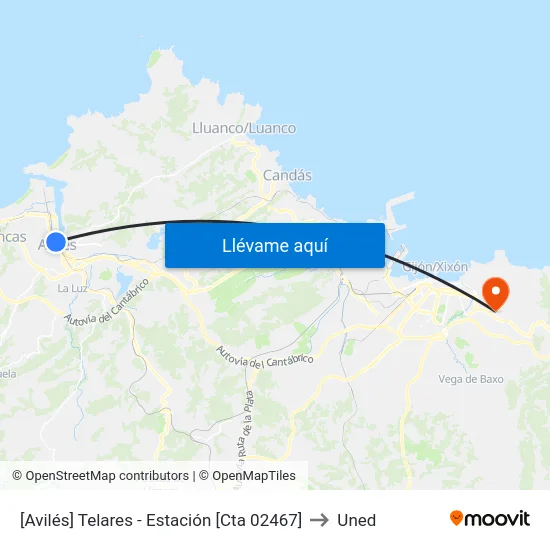 [Avilés]  Telares - Estación [Cta 02467] to Uned map