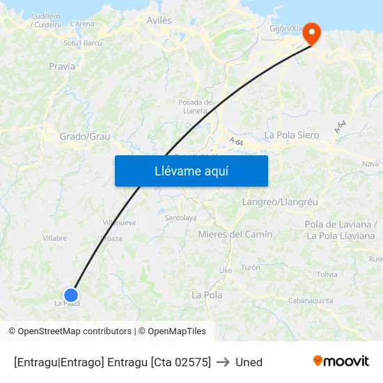 [Entragu|Entrago]  Entragu [Cta 02575] to Uned map