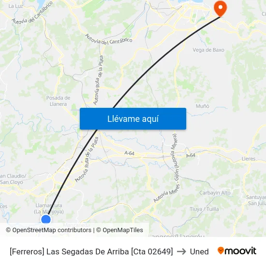 [Ferreros]  Las Segadas De Arriba [Cta 02649] to Uned map