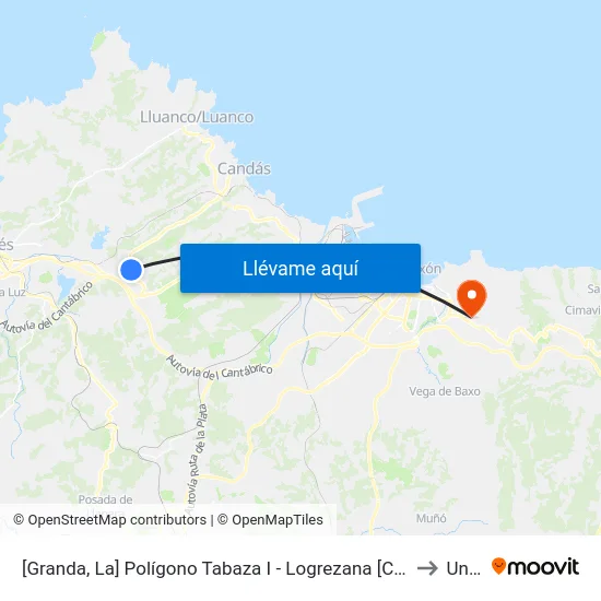 [Granda, La]  Polígono Tabaza I - Logrezana [Cta 02825] to Uned map