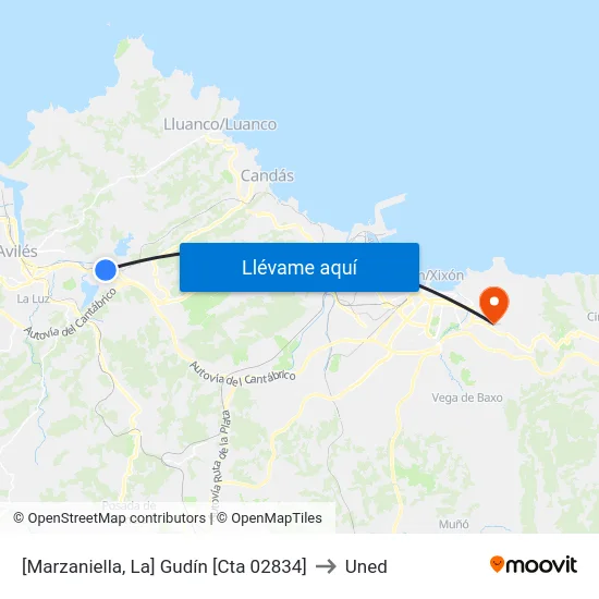 [Marzaniella, La]  Gudín [Cta 02834] to Uned map