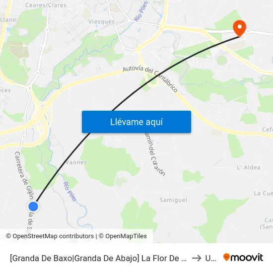 [Granda De Baxo|Granda De Abajo]  La Flor De Granda [Cta 02841] to Uned map
