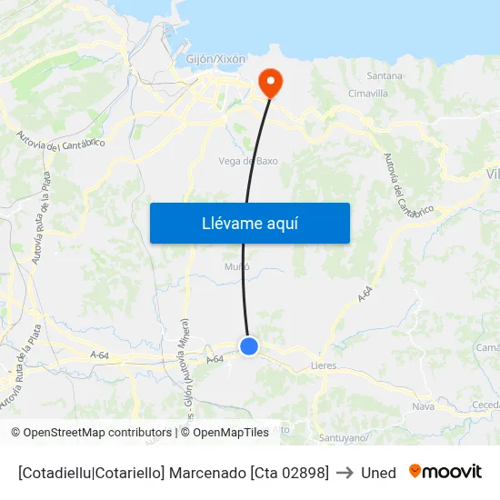 [Cotadiellu|Cotariello]  Marcenado [Cta 02898] to Uned map