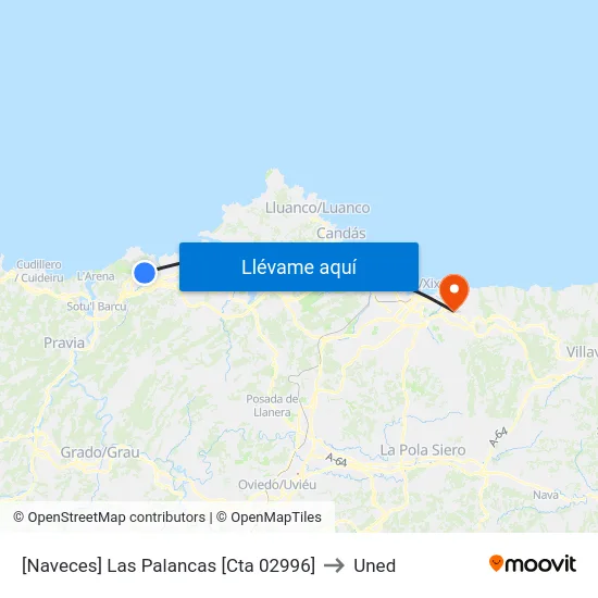 [Naveces]  Las Palancas [Cta 02996] to Uned map