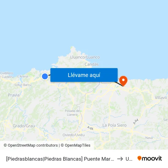 [Piedrasblancas|Piedras Blancas]  Puente Martín [Cta 03087] to Uned map