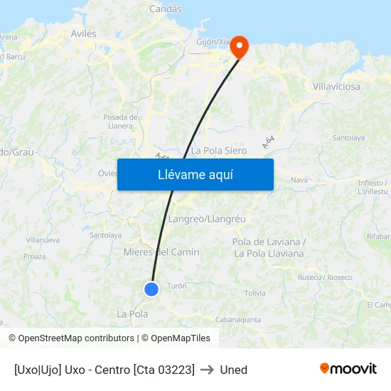 [Uxo|Ujo]  Uxo - Centro [Cta 03223] to Uned map